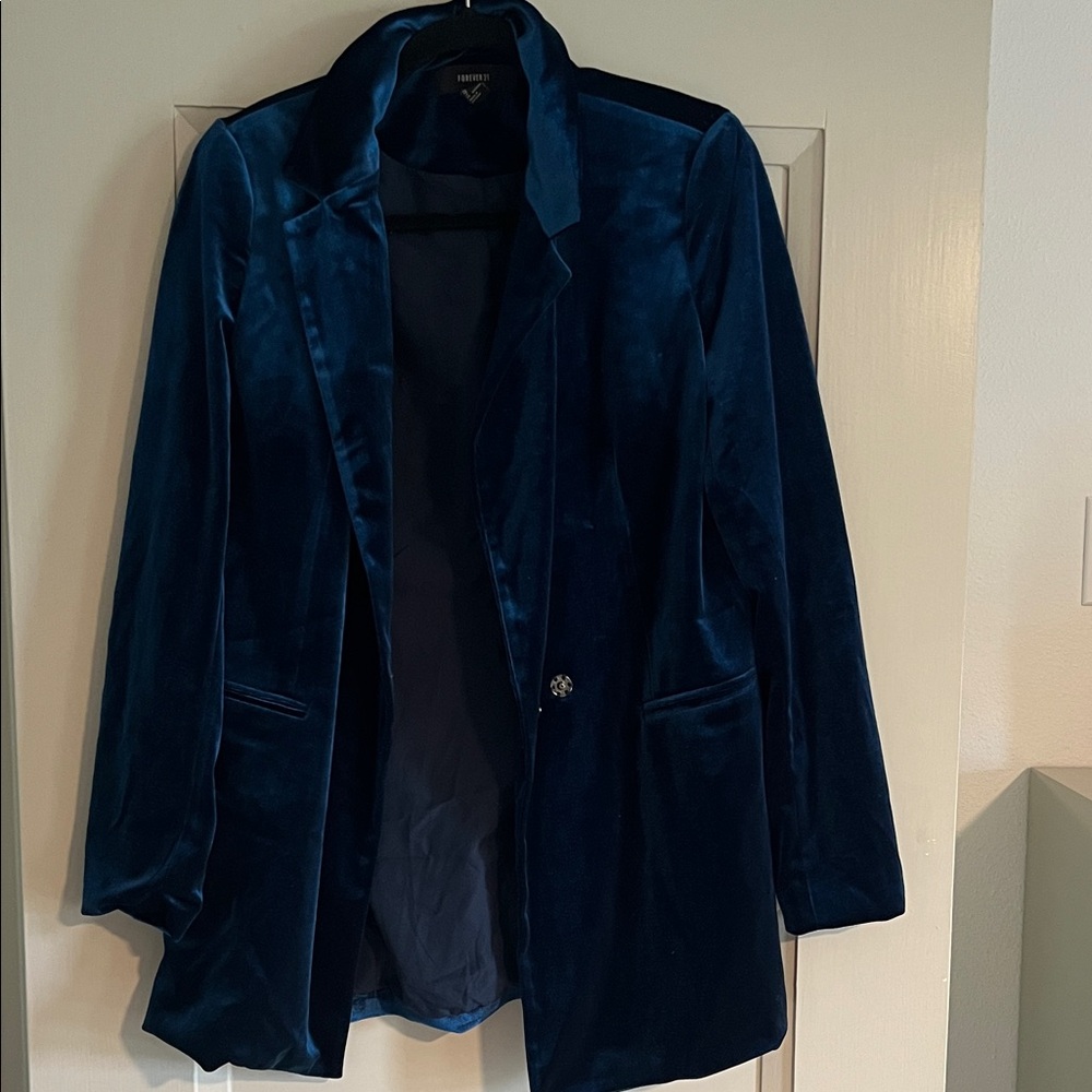 INC International Concepts Velvet Blazer in Rich Blue